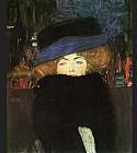 lady with hat and feather boa by Gustav Klimt